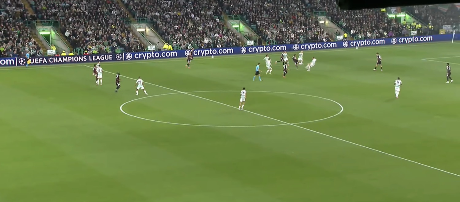 Usor and Adeniran running the Celtic back line